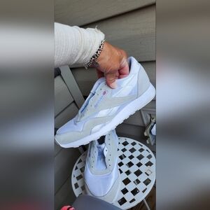 Reebok Old School Classic White Suede Nylon Sneaker  Unisex 7